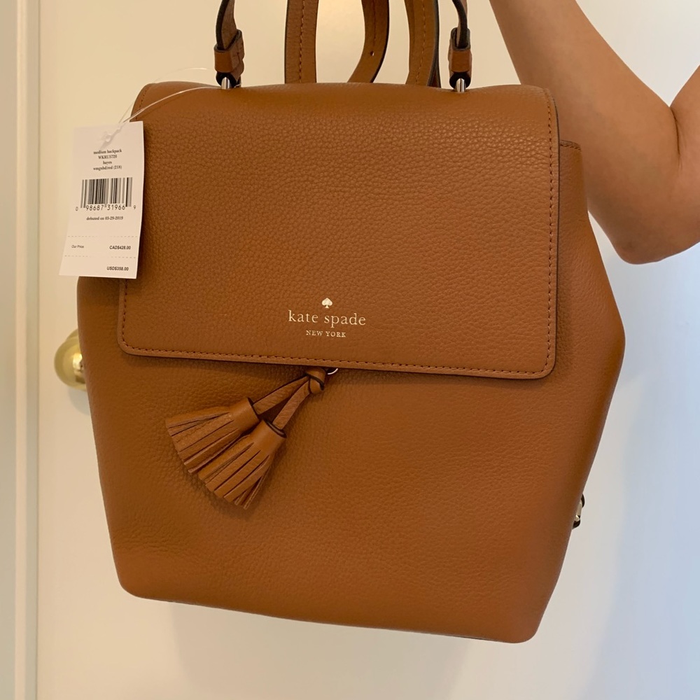 KATE SPADE MEDIUM HAYES BACKPACK GINGER LEATHER - Picture 4 of 5